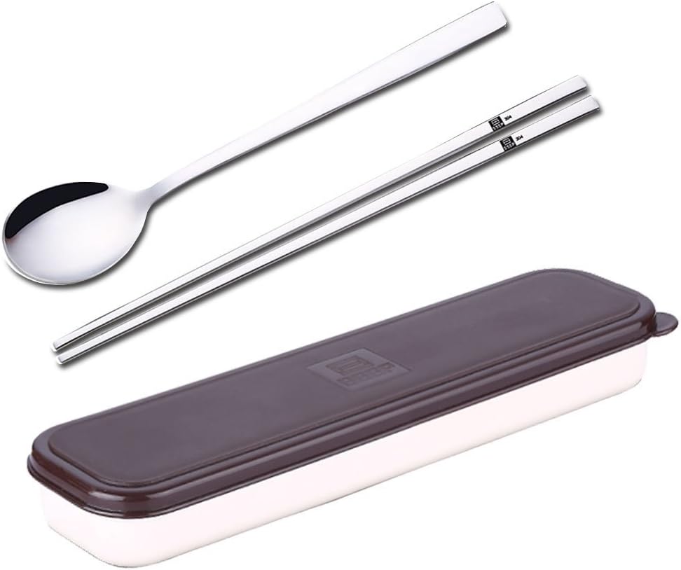 Portable Spoon Chopsticks Set Tableware Long Style Flatware Stainless Steel SUS304 Dinnerware with Travel Box