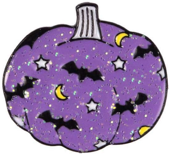 Livecitys Brooch Pin, Women Enamel Halloween Witch Hat Pumpkin Brooch Pin Collar Badge Clothes Decor - Purple Pumpkin