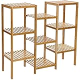 Songmics Bamboo Customizable Utility Shelf Bathroom Rack Plant Display Stand 9-Tier Storage Rack Shelving Unit UBCB93Y