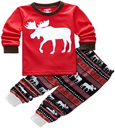 ISSHE Matching Family Christmas Pajamas Kids Boys Adult Deer Pajama Sets Children's Pajama For Couples Ladies Sleepwear Matching PJS For Kids and Adults Family PJ Sets Jammies For Families