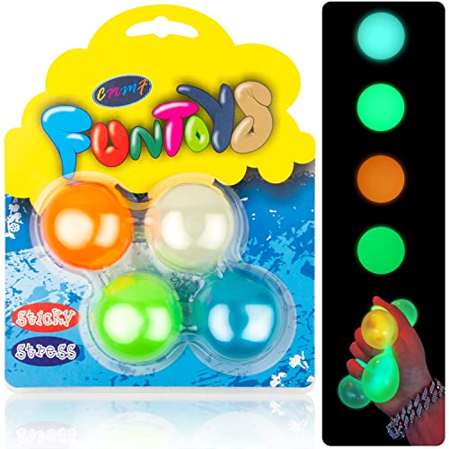 Sticky Balls That Stick to The Ceiling 4Pcs Stress Balls Fidget Toys