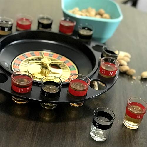 13” Spin and Shot Roulette - Casino-Style Drinking Game Set - Great Party Amusement, Night Entertainment, Reunions, Birthday Bashes, Holidays, Novelty Toy, Party Favor by Kicko - Thumbnail 3