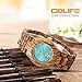 GBlife Wood Watch for Women, Lightweight Analog Quartz Wooden Wristwatch with Adjustable Wood Band/Mint Dial/Golden Pointers