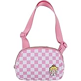 Super Mario Bros Princess Peach 7.5" Pink & White Checkered Quilted Fanny Pack