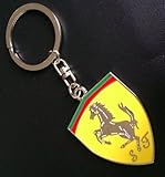 Auto Mobile Addons Fashion Silver Metal Chrome Finish Car Logo Emblem Keychain for Key Rings, Lanyards, Backpacks (Ferrari)
