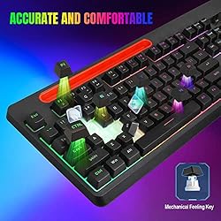 Wireless Gaming Keyboard and Mouse Combo, Rainbow