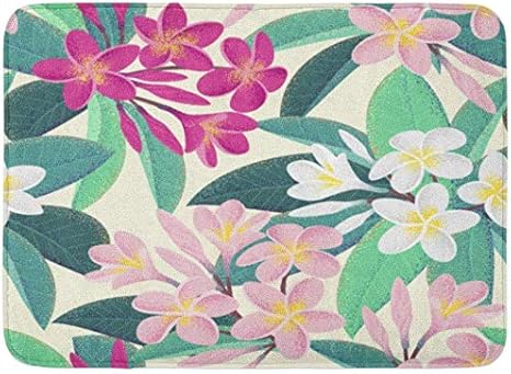 Amazon Qdylm ハワイアンピンクと白のプルメリアプルメリアの花の葉レトロな熱帯ビンテージ背景パターンフランネル屋内フロアマットバスラグは 超吸収性3 D印刷60 X 40 Cmのシフトと横滑りを防ぎます 玄関マット オンライン通販