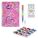 SMITCO Girls Diary Set - Pink Heart Journal Set for Kids 5 to 10 Years Old with Stickers and Pencil