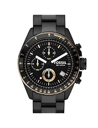 Fósil CH2619 de los hombres negro pulsera de acero inoxidable negro Analog Dial reloj cronógrafo