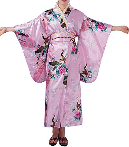 SexyTown Women's Satin Long Kimono Robe Japanese Traditional Costume Night Gown