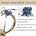 Glass Mug Set Handmade Enamel Butterfly and Blue Rose Flower Tea Cups with Handle, Unique Personalized Birthday Present Ideas for Mother's Day Gifts,Christmas, New Year (Blue-Short)