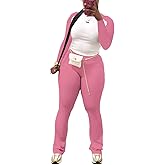 Nimsruc 2 Piece Outfits for Women Casual Sweat Sets Long Sleeve Matching Set Jogging Suits Tracksuits Pink S