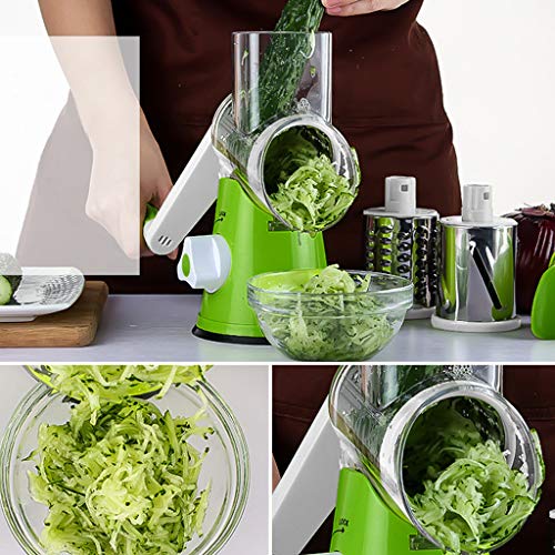Manual Hand Held QuickPush Food Chopper, Strongest & More Container Capacity, Onion Chopper, Kitchen Vegetable Dicer, Fruit and Cheese Cutter, with 3 Dicing Blades & Keep-Fresh Lid-Kitchen Cutte