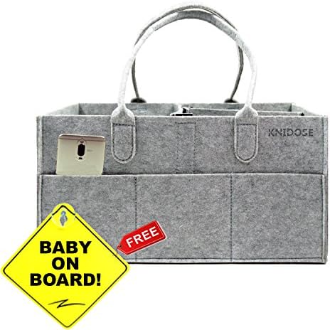 Diaper Caddy for New Parents | Newborn Shower Gift Basket | Nursery Tote Bag for Boys &amp; Girls| Large Portable Car Travel Organizer | Baby Registry Gift or Room Storage for Changing Table