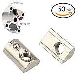 Boeray 3030s M6 T Spring Nut, Half Round Roll-in Nut for t-Slot Aluminum Profile 30x30 50pcs