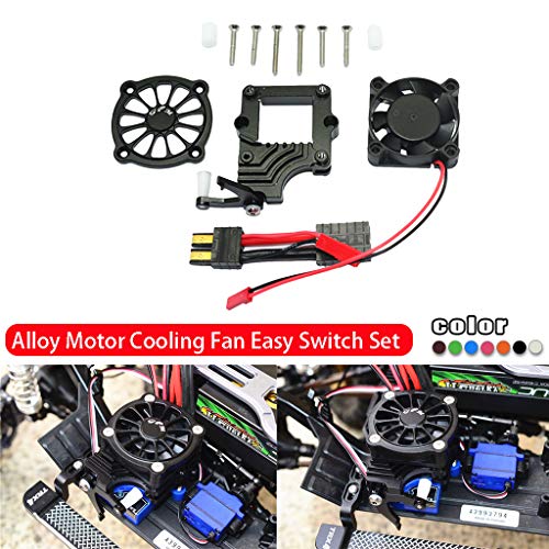 Hongxin RC CAR Spare,GPM Aluminum Alloy Motor Cooling Fan Easy Switch Set for Traxxas TRX-4 Racer (Blue)