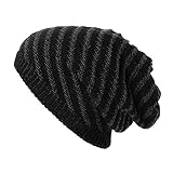 SIGGI Unisex Wool Knit Slouch Beanie Hat Cap Winter Thick Two-Layer Warm