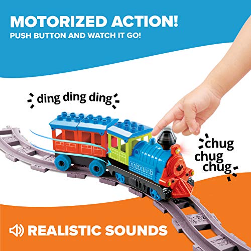 Minmi Motorized Train Set and Tracks Building Blocks - Battery Operated (107 Piece Set - Jumbo)