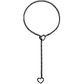 Harlermoon Heart O-ring Slip Chain Necklace For Women Stainless Steel Punk Gothic Cuban Necklace Jewelry Adjustable Y-Necklace