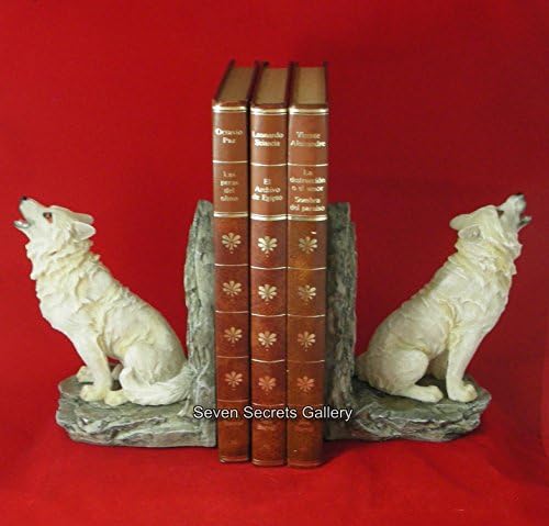 Winter Wolf Bookends Statue Book End Figurine Hand Painted Bookends Ornaments