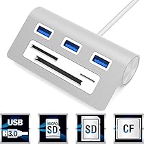 Sabrent Premium 3 Port Aluminum USB 3.0 Hub with Multi-In-1 Card Reader (12