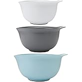 KitchenAid Universal Nesting Plastic Mixing Bowls, Set of 3, 2.5 quart, 3.5 quart, 4.5 quart, Mulitcolored