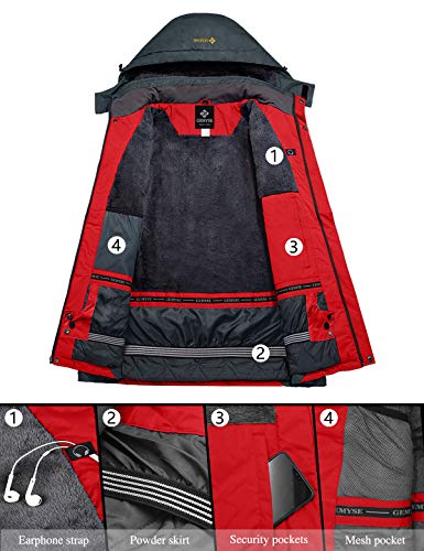GEMYSE Men's Winter Mountain Waterproof Ski Snow Jacket Windproof Rain Coat Black L