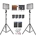 Aputure Amaran AL-528S AL-528W LED Video Light Panel LED Lighting Kit Light Stand Battery Pack Battery Charger-Pack of 2-Including PERGEAR Cleaning Kit