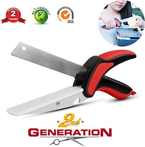Clever Cutter Food Chopper 2-in-1 Kitchen Built-in Cutting Board Effortless Detachable Knife and Fork for BBQ Meat Vegetable Scissors
