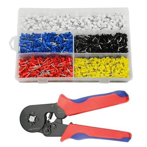 WMYCONGCONG 1800 PCS Ferrule Crimping Tools Set, Wire Ferrules Kits, Ferrules Wire Ends Terminals Crimp Terminal Electrical Cable Pin Cord End Terminal 14-24 AWG with AWG23-7 Crimping Tool Set