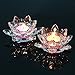 OwnMy 4.5 Inch Crystal Lotus Candle Tealight Holder, Glass Candle Lamps Holder Night Light Candlestick with Gift Box for Altar windowsill Home Decor Christmas Wedding Party (4.5 Inch Clear)