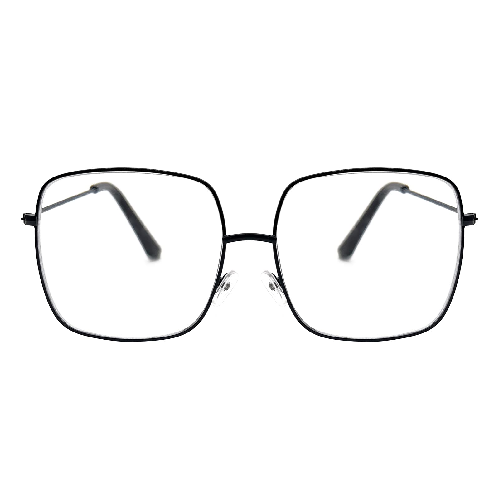 KAEOISFU Oversized Fashion Square Metal Reading Glasses Women Men, Large Blue Light Blocking Computer Readers, Anti Glare Extra Big Wide Frame Eyeglasses — image 1