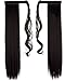 S-noilite Wrap Around on Ponytail Clip in Hair Extensions Human Made Real Natural Synthetic Hairpiece for Women 29 Style Available (23inches-straight, natural black-straight)thumb 1