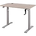 UNICOO - Crank Adjustable Height Standing Desk, Game Table, Home Office Table, Computer Table with USB and Wireless Charger (NTCSET-01 - Antique Oak - M2)