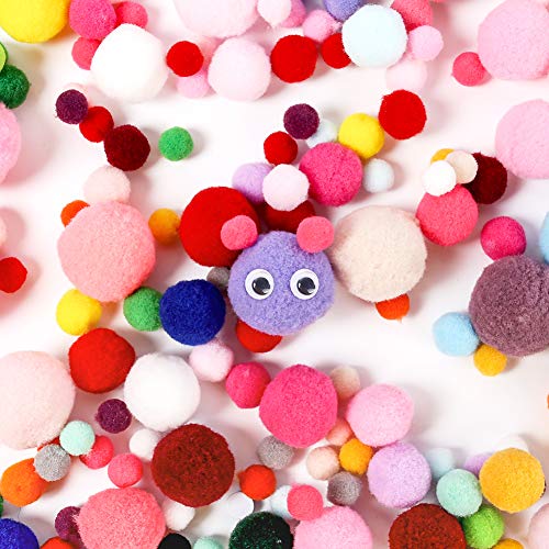 Pipe Cleaners Set, 500PCS Craft Supplies with Chenille Stems Pom Poms Self-Sticking Wiggle Googly Eyes Assorted Colors and Assorted Sizes for DIY School Art Project