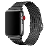 OROBAY Compatible with iWatch Band 42mm 44mm, Stainless Steel Milanese Loop with Magnetic Closure Replacement Band Compatible with Apple Watch Series 4 Series 3 Series 2 Series 1, Black