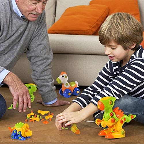 Dinosaur Toys, STEM Learning Toys, Construction Engineering Building Play Set for Boys Girls Toddlers, Best Kids Toy Gift for Ages 3yr â€“ 6yr, 3 Years and up (Colorful)