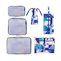 JJ POWER Travel Packing Cubes, Luggage Organizers with Shoe Bag (Geometric Pattern)