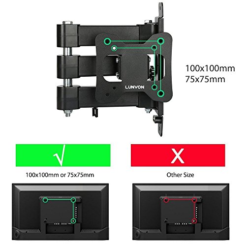 Lunvon TV Wall Mount Bracket for Most 10" 13" 15" 17" 19" 20" 22" 23" 24" 26" 27" 30" 32" Full Motion Articulating Arm TV Bracket with Tilt and Rotation for Plasma, LCD, LED, VESA 75x75mm 100x100mm