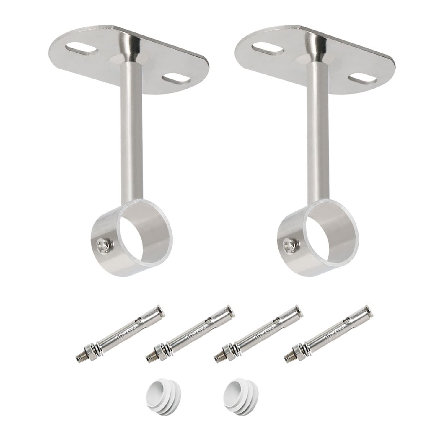 Ohamtes 2Pcs ID25mm (1"), L100mm, Clothes Rail mounting Bracket, Shower Curtain Closet tie Rod Support Frame, Curtain Rod Flange Socket, Suitable for Ceiling or Wall mounting