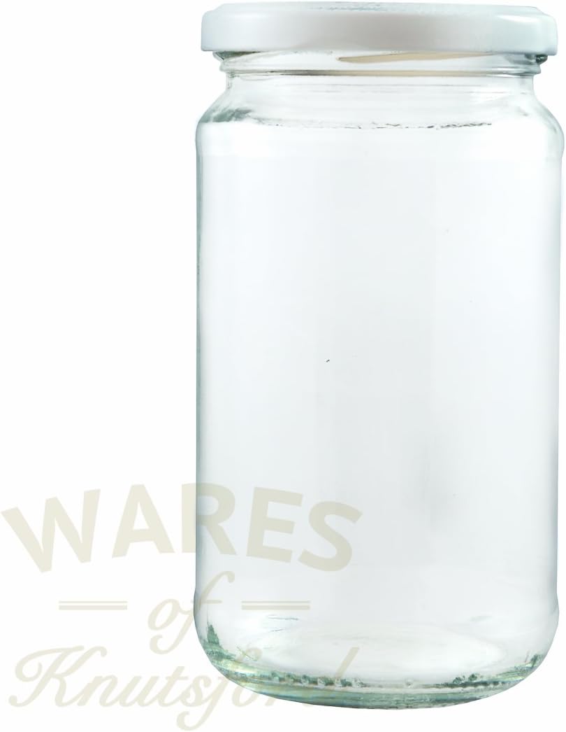 16oz/480ml Glass Pickle Jars in a Choice of Pack Sizes and Four lid Colours (Pack of 24, White)