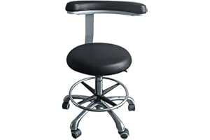 Professional Dental Assistant Stool 360° Rotation Armrest PU Leather Saddle Chair Height Adjustable Ideal for Dentist Clinic 