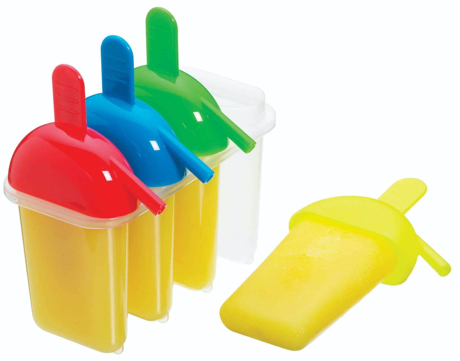 KitchenCraft Sipper-Style Plastic Ice Lolly Moulds - Multi-Colour (Set of 4)