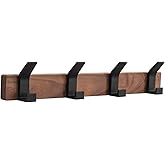 Jadorn Coat Rack Wall Mount - 15.7 Inches Walnut Wood Coat Hooks Coat Rack Wall Mount with 4 Hooks Black Aluminum Coat Hooks for Hanging Coat Hat Bag Hat Rustproof Coat Hanger