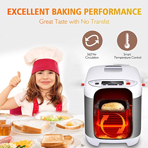 Bread Maker- 1.5LB breadmaker machines, Automatic Bread Maker Machine, Gluten Free Breadmaker Machine , Large Viewing Window Digital LED Screen, 12 Menus 3 Crust Colors, 15h Delay Timer 1h Keep Warm Non Stick Pan