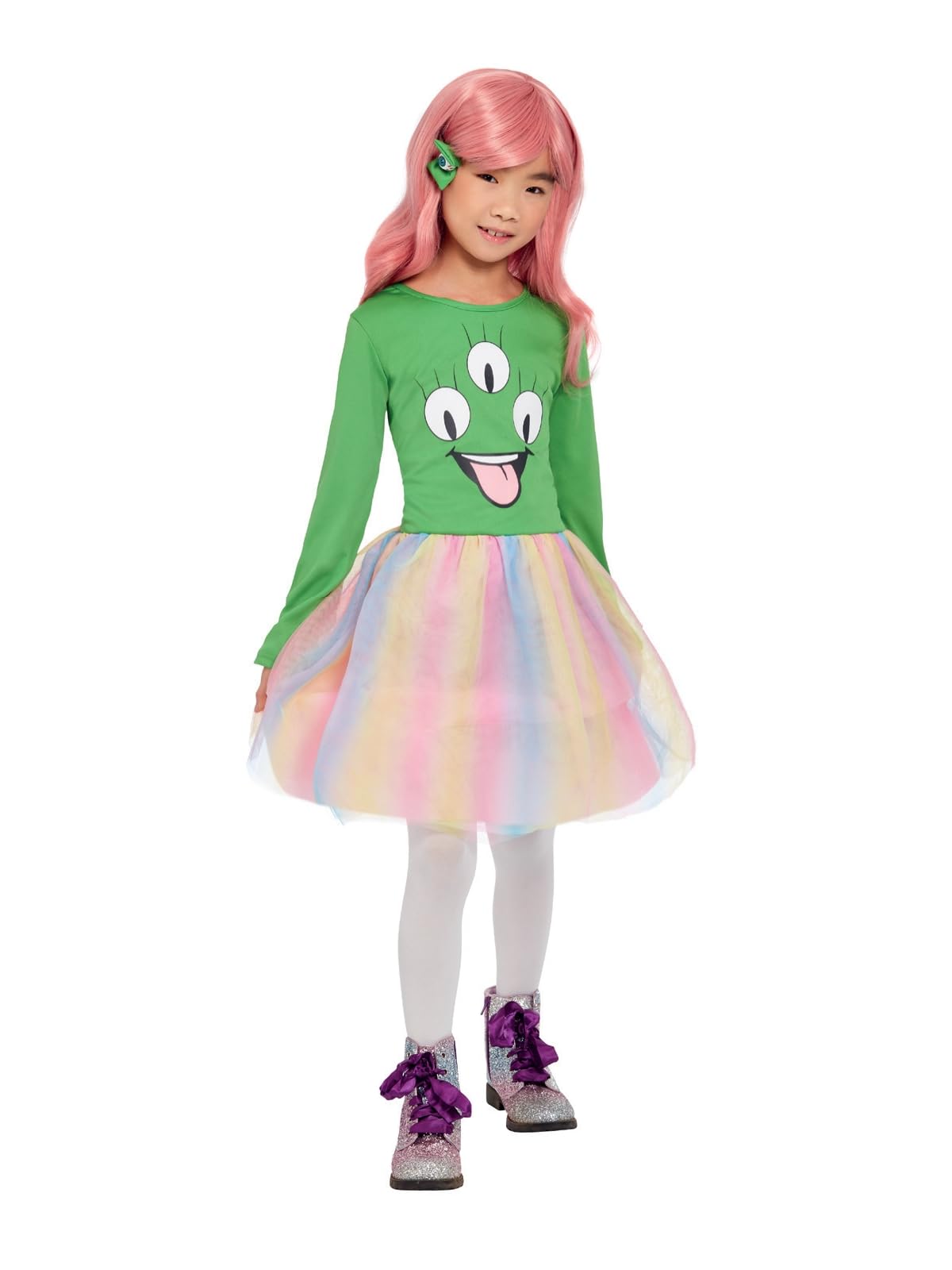 Smiffys Alien Costume, Green Dress & Hair Clip, Halloween Child Fancy Dress, Alien Dress Up Costumes