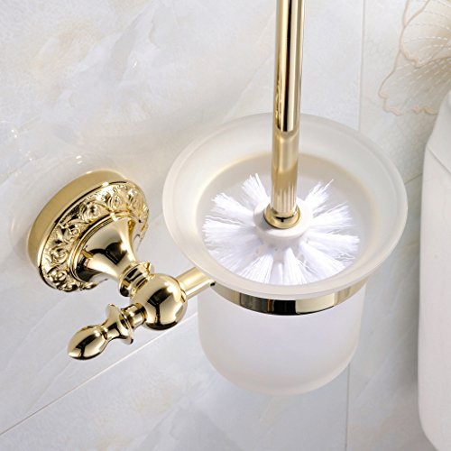 Leyden Wall Mount Bathroom Ti-PVD Gold Finish Brass Material Toilet Brush Holder