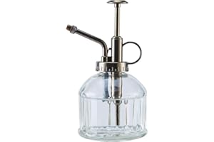 Ebristar Glass Plant Mister Spray Bottle, 6.5" Tall Vintage Plant Spritzer, Succulent Watering Bottle Glass with Top Pump, Small Plant Sprayer Watering Can for Indoor Outdoor House Plant - Clear