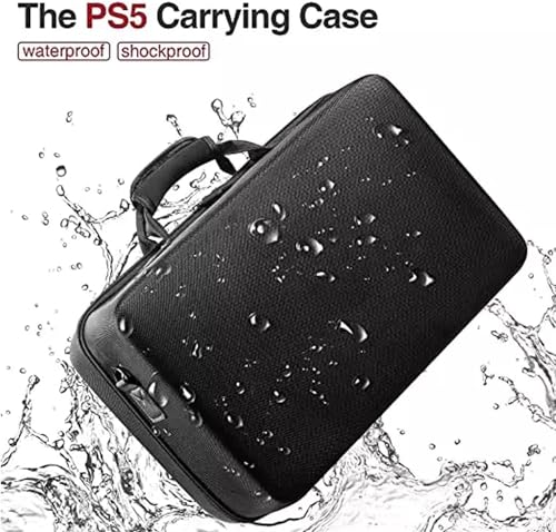 Cenxi Storage Bag For Ps5-Shockproof Hard Shell Bag- Luxury Waterproof Shoulder Playstation 5,Console & Accessories Organizer (Black)