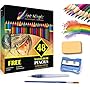 Art Magic Pre-Sharpened Watercolor Pencils Set for Drawing & Coloring with 4 Extra Art Supplies, Set of 48 (WCP48)